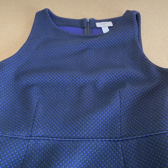 Loft Outlet Sleeveless Dress. Size 12P. Black with Purple Dots. - Picture 6 of 7